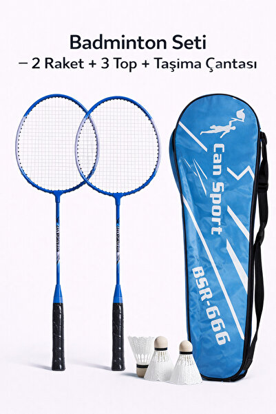 Janissary Mavi Badminton Seti – 2 Raket + 3 Top + Taşıma Çantası | Aile & Ark...