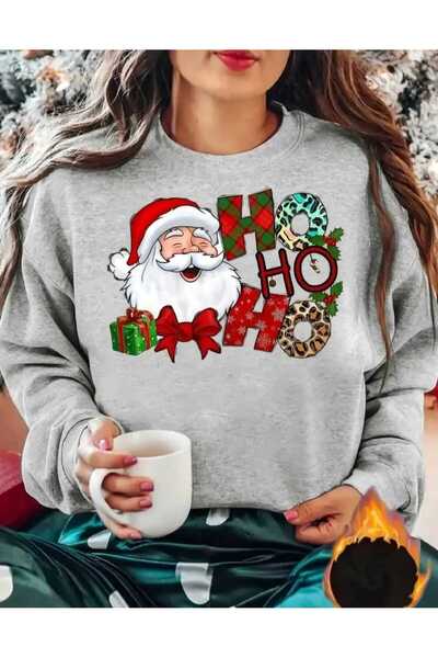 YK WEAR قميص بياقة دائرية من القطن مطبوع عليه عيد الميلاد للرجال/النساء