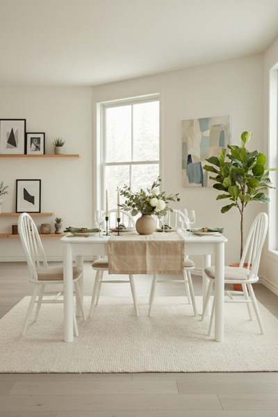 Woodenbend Freya Beyaz Ahşap Açılır Mutfak Masa Takımı 80x120 cm – 4 Amerikan...