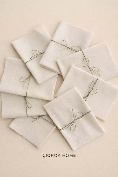 ÇIQRIK HOME Punch'a Uygun Ham Bez Kumaş Kiti (35x35 Cm) 8 Adet