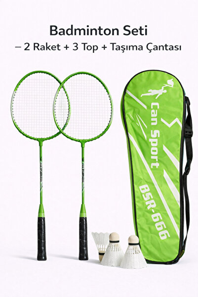 Janissary Yeşil Badminton Seti – 2 Raket + 3 Top + Taşıma Çantası | Aile & Ar...
