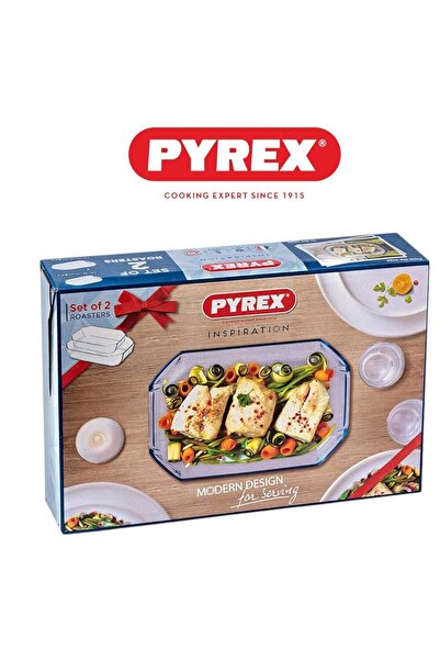 Pyrex مجموعة محمصة مستطيلة من إنسبيريشن، قطعتان - محمصة من زجاج البوروسيليكات...