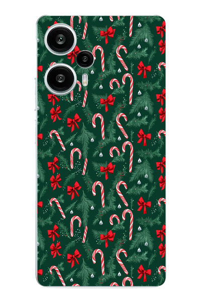 TechTree غطاء سيليكون متوافق مع POCO F5 على شكل شجرة عيد الميلاد وعصا الحلوى ...