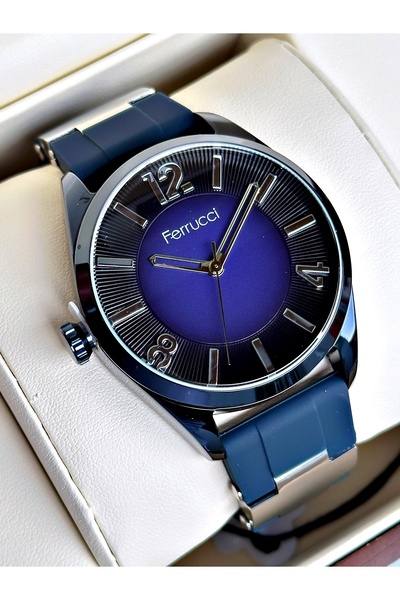 Ferrucci Special Design Navy Blue Color Silicone Cord Men's Wristwatch
