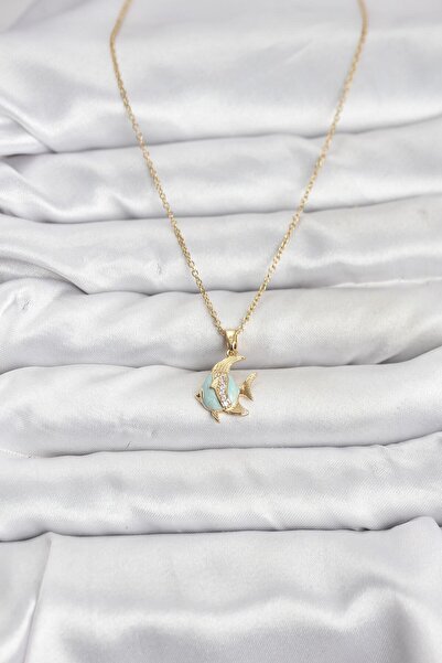 Lisinya سلسلة من الفولاذ 316L باللون الذهبي على شكل سمكة مرصعة بحجر الزركون -...