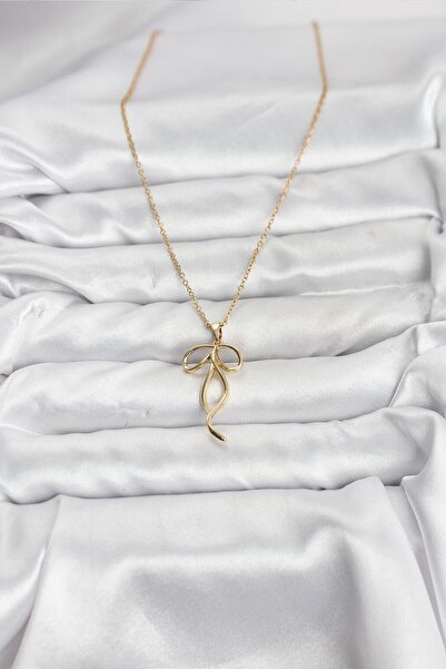 Lisinya سلسلة نسائية من الفولاذ 316L بلون ذهبي - موديل فيونكة - قلادة نسائية ...