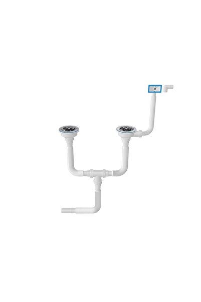 AGE Lüks Çöpmak Çift Gözlü Damlalıklı Lavabo/Evye Sifonu Gider Borusu Geniş K...