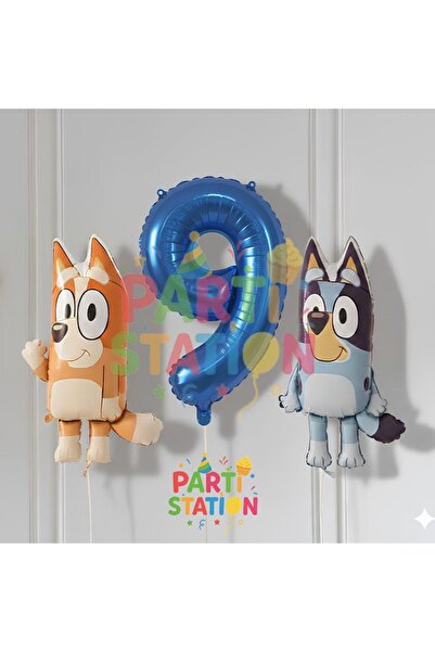 Parti Station Bluey ve Chilli Konsept 9 Yaş Folyo Balon Seti – Rakam Balonlu ...
