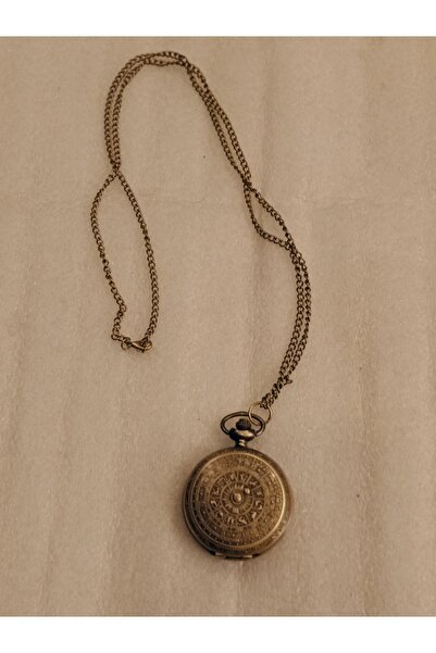 Butik Tülin Unisex otantik bronz burçlar baskılı arkası çiçekli köstekli cep ...