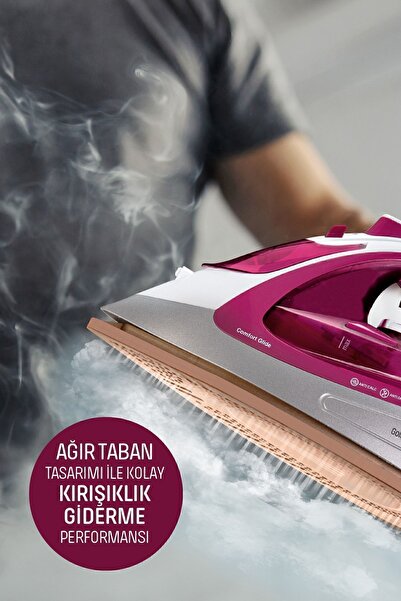 GOLDMASTER 2600 Watt Seramik Ağır Taban Teknolojisi Ile Kolay Kırışık Gideren 180 gr Şok Buharlı Ütü