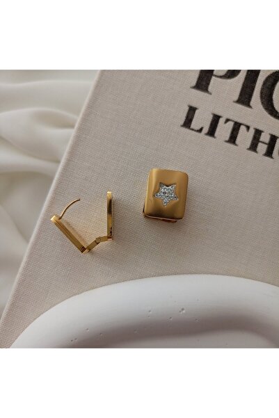 LENTE AKSESUAR أقراط من الفولاذ 316L على شكل قلب ونجمة مرصعة بالحجارة - أقراط...