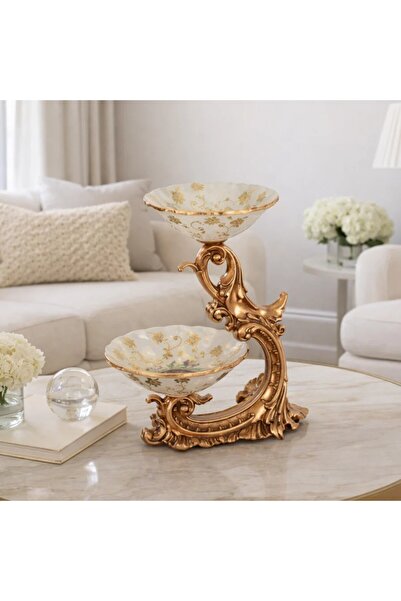 Vi Markets A luxurious decorative centerpiece featuring an elegant dual-bowl ...