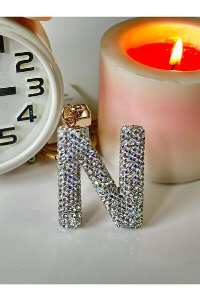 anahtarlık evreni Zircon Stone Letter White Color Keychain, Gift, Bag Ornamen...