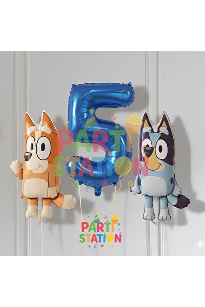 Parti Station Bluey ve Chilli Konsept 5 Yaş Folyo Balon Seti – Rakam Balonlu ...