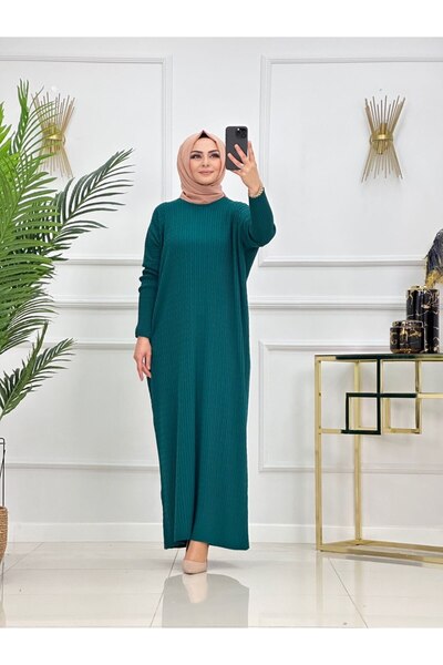 Summer Store Esila Hair Knitted Tricot Hijab Dress