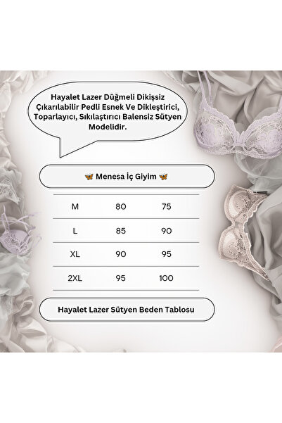 Menesa İç Giyim Ghost Laser Front Button Invisible Non-Wired Bra with Removab...