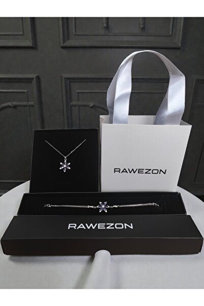 RAWEZON Nerovia Serisi Kutulu ve Çantalı Set- Çelik Mor Lotus Kolye-Bileklik-...