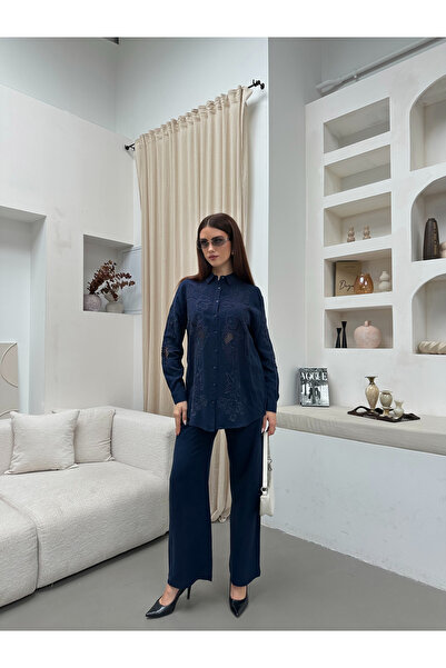 MİA NOURA Women's Shirt with Embroidery, Laser-Embellished, Oversize, Stylish...