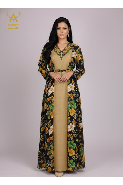 ASIAN جلابية الفخامة - نسائية أنيقة بنقوش زهور - راقية وقصة مريحة للاستخدام ا...