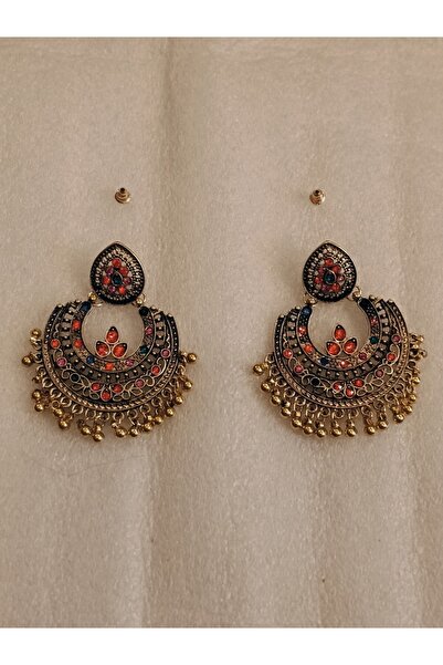 Butik Tülin أقراط نسائية أصلية مصنوعة يدويًا من اللون البرونزي اللامع مع حجر ...