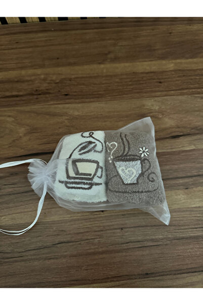 Evce Home Tekstil Kahve Desenli 2'li Mutfak Havlusu