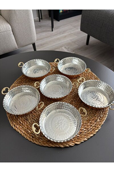 Layla Copper Bakır Kahvaltılık 6 lı Çerezlik Sunumluk Reçellik kahvaltı 11.5 ...