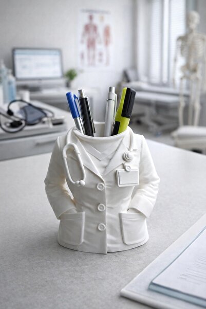 ND Shopping Decorative Pen Holder with Doctor's Apron Design |   Desktop Orga...