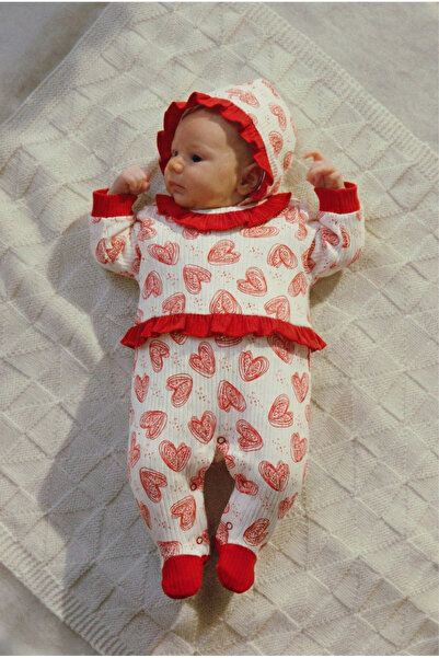 Magu Baby Girl Cotton Heart Patterned 5 Piece Set