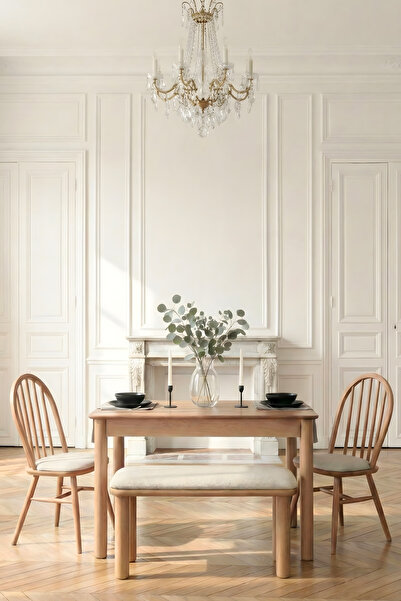 Woodenbend Freya Naturel Ahşap Açılır Mutfak Masa Takımı 80x120 cm – Bench + ...