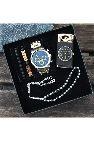 saat&istasyonu Çelik Kordon Saat Tesbih Bileklik Işıklı Saatli Çakmak