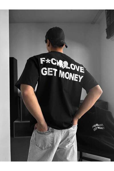 elkumoda تي شيرت قصة فضفاضة مطبوع عليه نصوص مع نمط رسومي كبير على الظهر، مصنو...