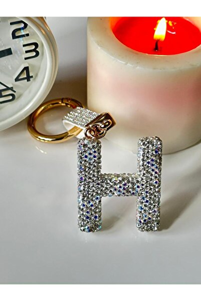 anahtarlık evreni Zircon Stone Letter White Color Keychain, Gift, Bag Ornamen...