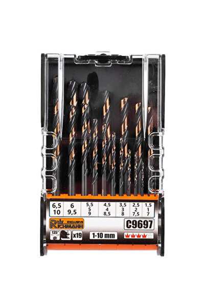 Evelise Set 19 burghie pentru metal, HSS, 1-10 mm, Richmann Exclusive