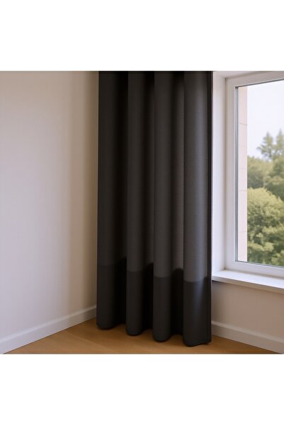 DEVRİM OLİVYA TEKSTİL Anthracite Island Background Curtain in X Size Ready-Ma...