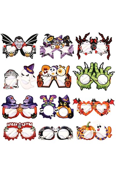 NQEUEPN Σετ 12 γυαλιών για το Halloween, χάρτινα, διάφορα σχέδια