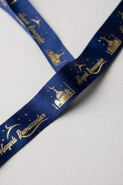 OLİ Art شريط رمضان جولدن مطبوع باللون الأزرق الداكن بطول 5 أمتار - شريط زينة ...