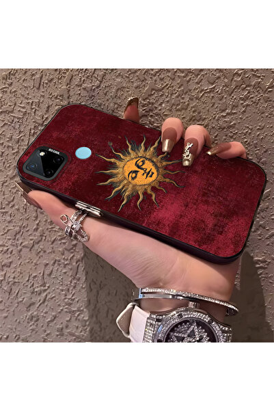 Hontinga حافظة صلبة رفيعة مع حماية للكاميرا بنمط الشمس، متوافقة مع هاتف Realm...