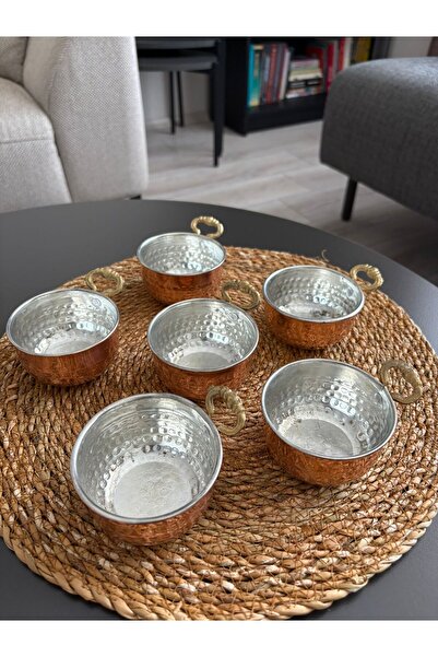 Layla Copper Bakır Kahvaltılık 6 lı Reçellik Sunumluk Meze Tabagı 7.5 cm eni ...