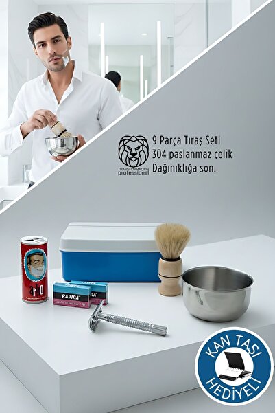 Transformacion Set de bărbierit tradițional - Set de 9 piese cu cutie pentru ...