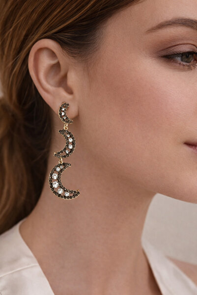 Ares 01 Store Moon Figured Stone Dangle Earrings