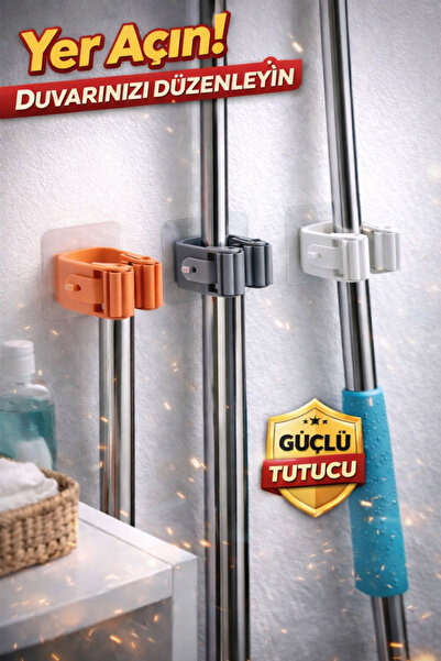 SYN AKSESUAR Duvara Yapışkanlı Mop Askısı Tutucu | Süpürge & Fırça Organizer ...