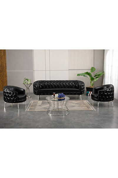 KIEZ AURA Deri Ofis Koltuk Takımı | Chester Model Yönetici Koltuk Seti Siyah ...