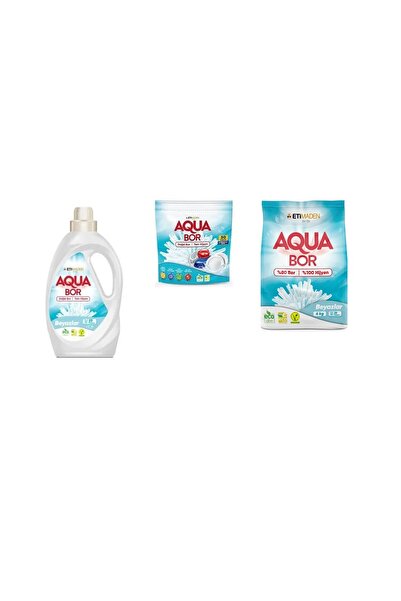 Aquabor سائل معدني طبيعي أبيض + أقراص + 4 كجم أبيض مجموعة من 3 قطع