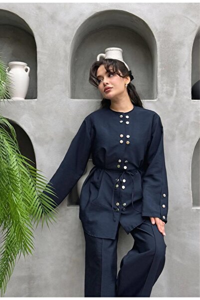 Cardella Women's Snap-Detail Hijab-Friendly Set – Elastic Waist Pants, Drawst...