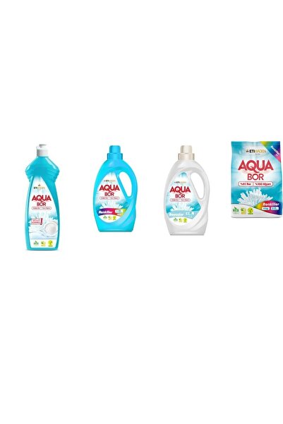 Boron أكوا بور منظف الأطباق المعدني الطبيعي + ملونات سائلة + مبيض سائل + 4 كج...