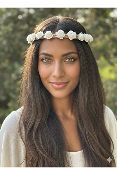 Bukiro Spring Crown with Roses and Petals Bridesmaid Crown with Roses Festiva...