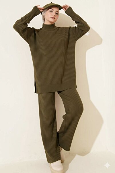 HELNORA Turtleneck Ribbed Knitwear Set