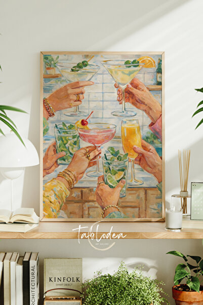 tablodea Cocktail & Champagne Themed Wall Art Painting Td Modern Bar Kitchen ...