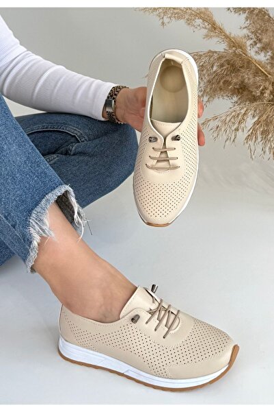 FRESCO SCARFS Tone Beige Skin Lace-Up Sneakers