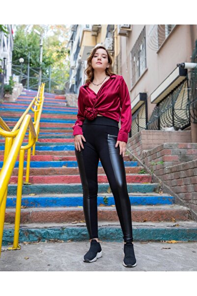 MARE BUTİK Dökümlü Saten Uzun Kollu Gömlek